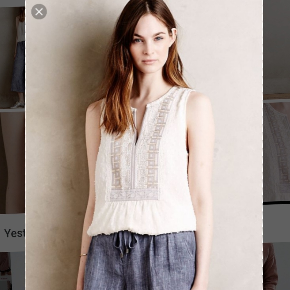 Anthro One September Embroidered Tank top